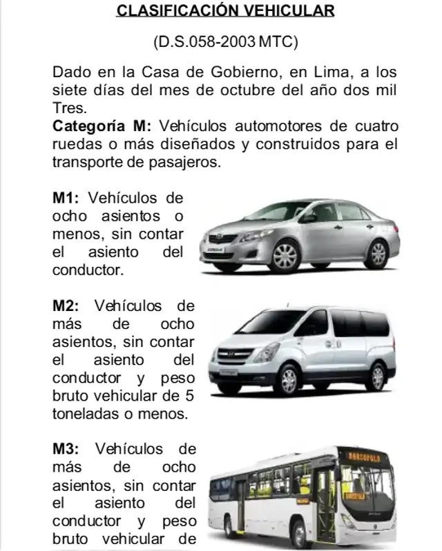 Los vehículos M2 y M3 no podrán pasar por la ruta, según lo dispuesto por el MTC.   