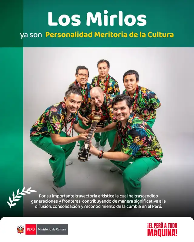  Ministerio de Cultura reconoce a Los Mirlos. Foto: Facebook Ministerio de Cultura   