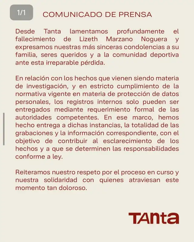 Tanta emitió su comunicado tras días de silencio. Foto: Instagram.   