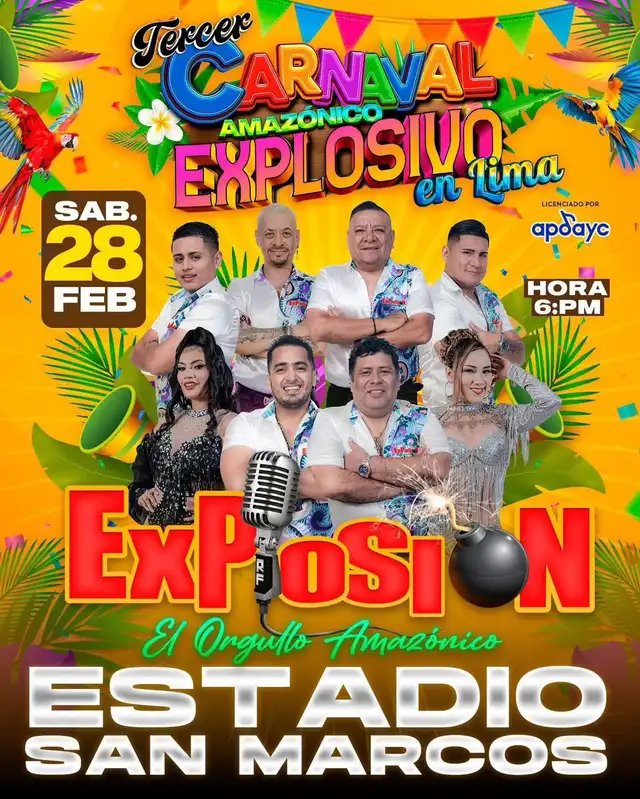 Explosión de Iquitoscelebrará la tercera edición de ‘Carnaval amazónico explosivo’ en el Estadio San Marcos.   