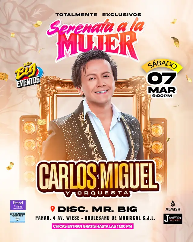 Carlos Miguel ofrecerá Serenata a la Mujer en San Juan de Lurigancho. Foto: Facebook.   