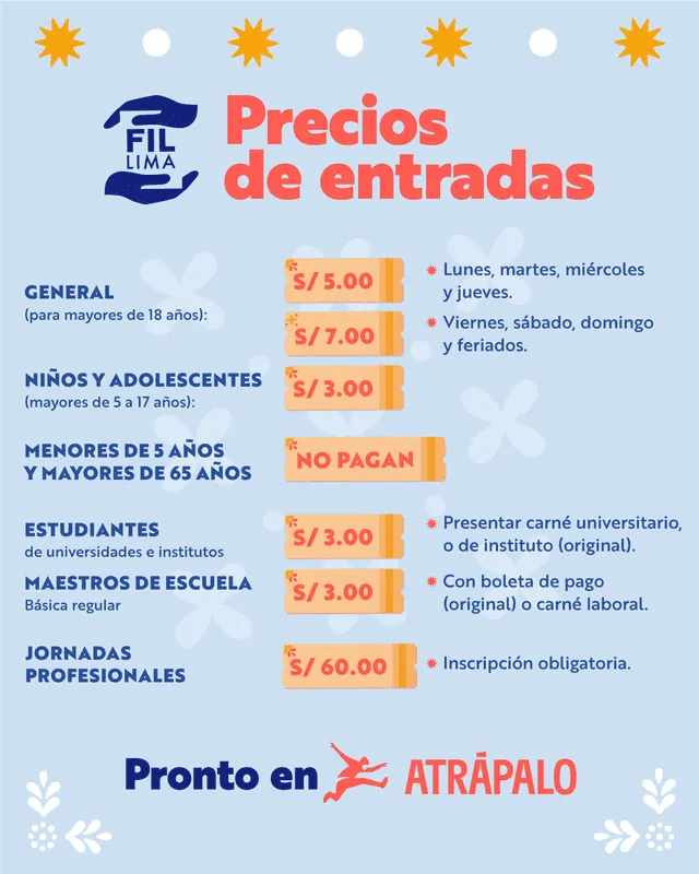 Costo de las entradas para la Feria del Libro 2022. Foto: Twitter FIL 2022