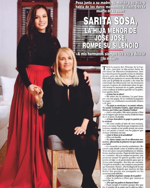 Sarita Sosa y su  madre Sara Salazar en revista "Hola"