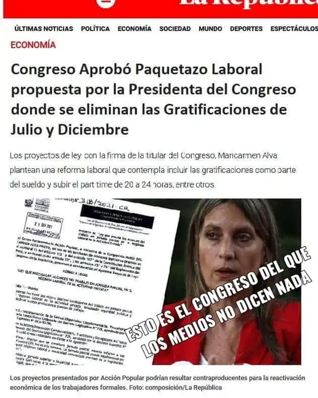 Noticia falsa sobre ley del Congreso Noticia falsa sobre ley del Congreso
