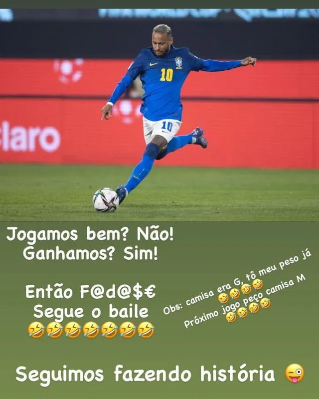 Neymar se burló de las críticas por su estado físico. Foto: Instagram