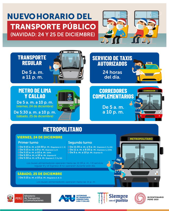 La ATU informa acerca del horario de los servicios de transporte público. Foto: ATU_GobPeru/Twitter