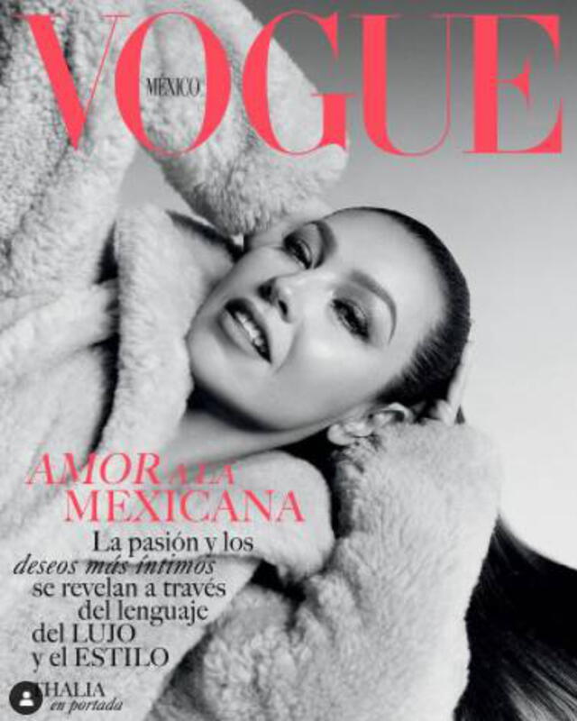 Thalía emocionada por adornar la famosa revista mexicana. Foto: Vogue/Instagram