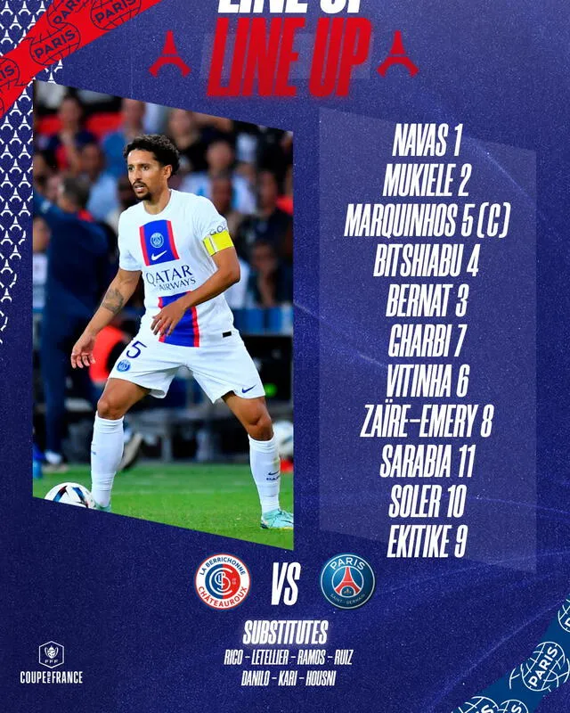 Equipo titular de los parisinos. Foto: PSG