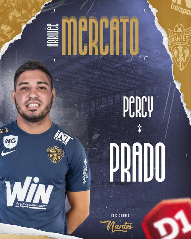 Percy Prado llega al Nantes Metropole Futsal. Foto: Nantes Metropole Futsal/Twitter