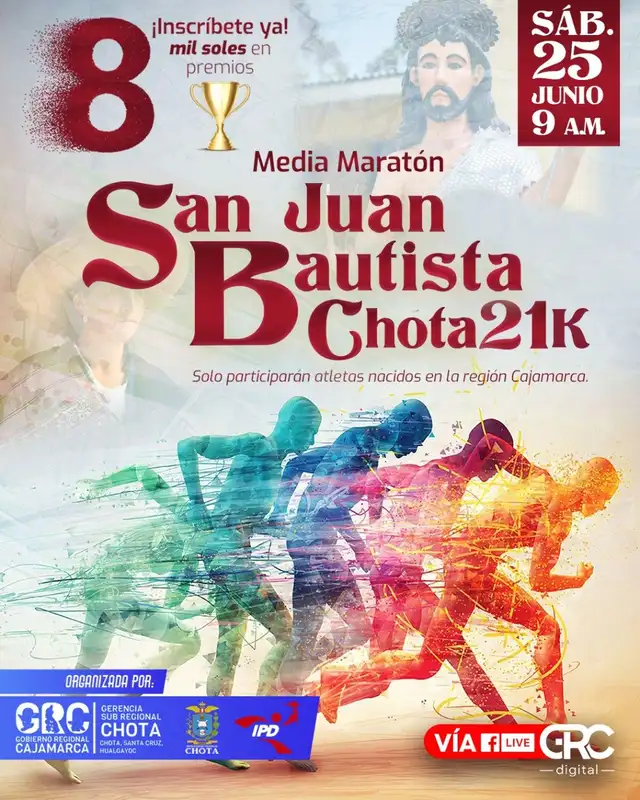 Flyer promocional del evento deportivo en Chota.