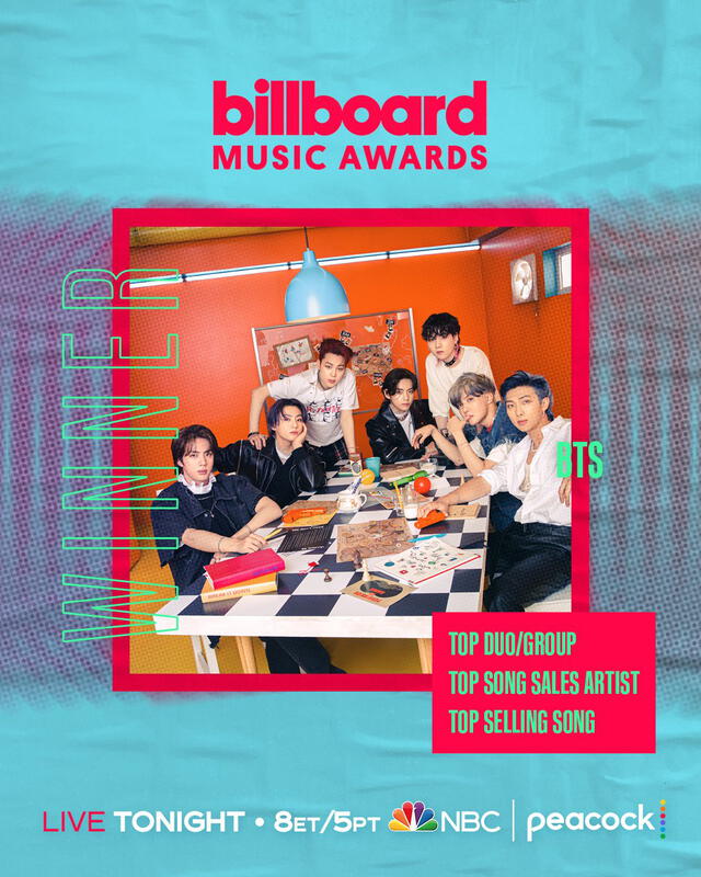 BTS: ganadores de tres premios Billboard Music Awards 2022. Foto: vía BBMAs