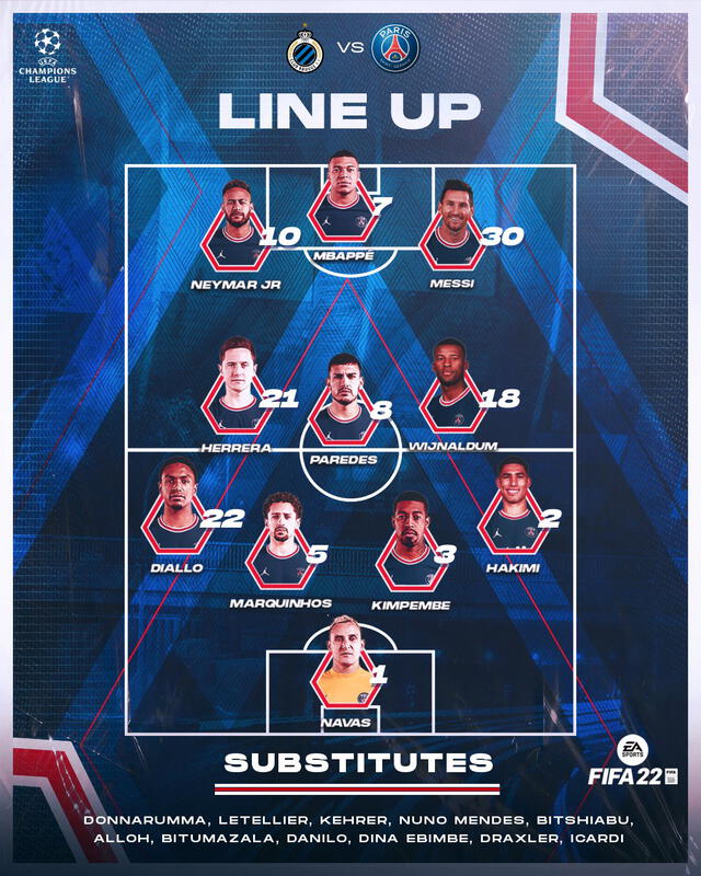 Alineación parisina. Foto: PSG