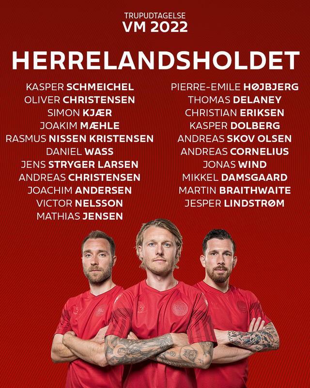 Dinamarca presentó a varios de sus convocados para Qatar 2022. Foto: @dbulandshold/Twitter