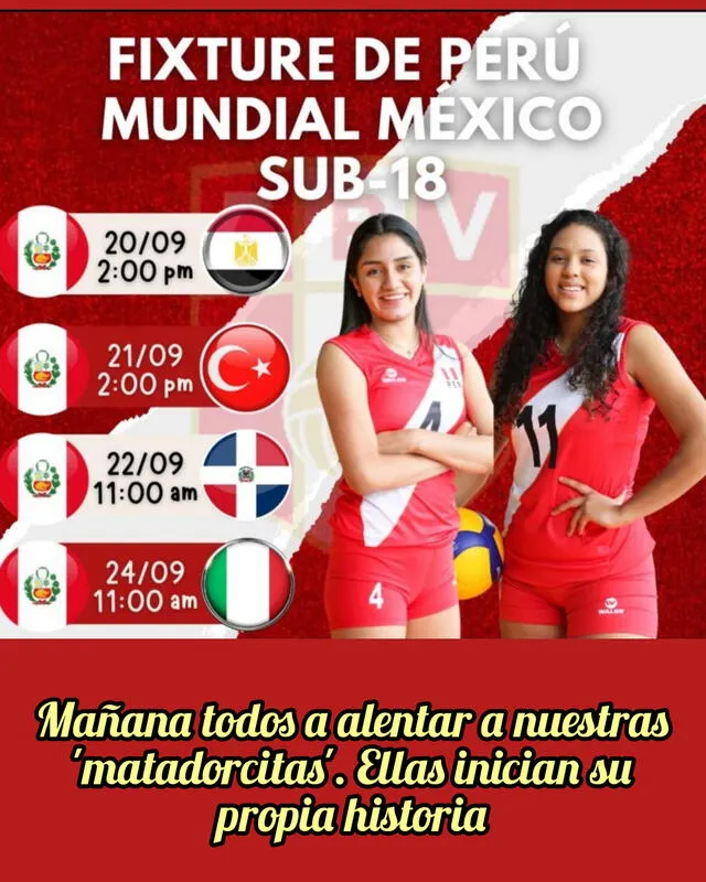 Fixture Mundial de vóley femenino sub 18