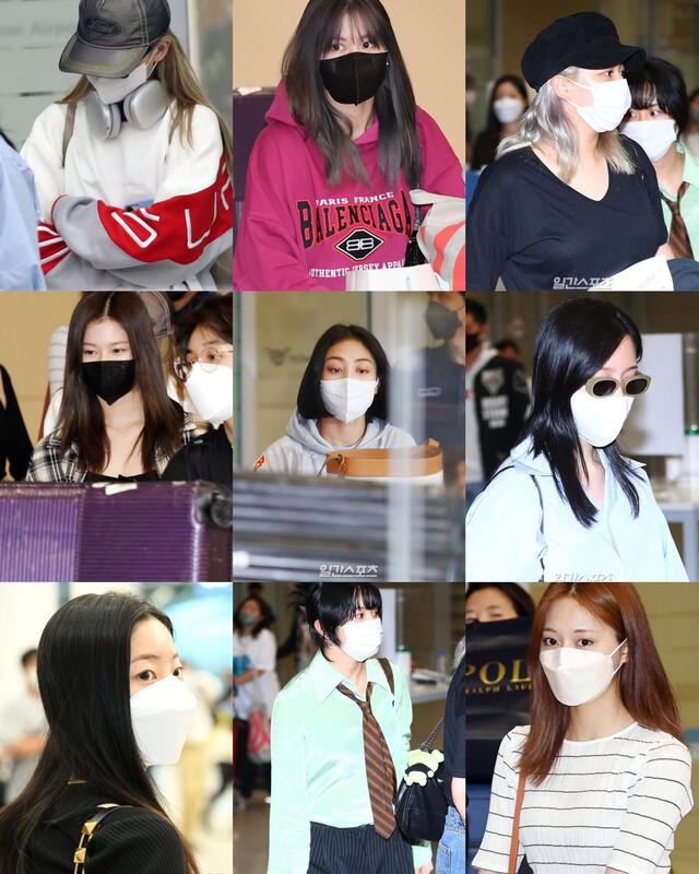 TWICE en el aeropuerto de Incheon, Corea del Sur. Fotos: Naver/sports news