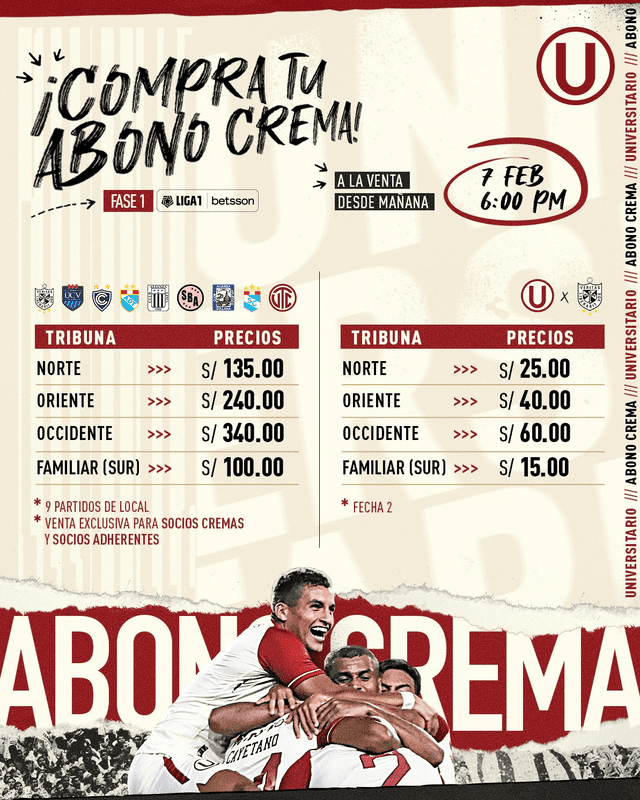 Universitario quiere que sus hinchas acompañen a lo largo del Torneo Apertura. Foto: Twitter Universitario