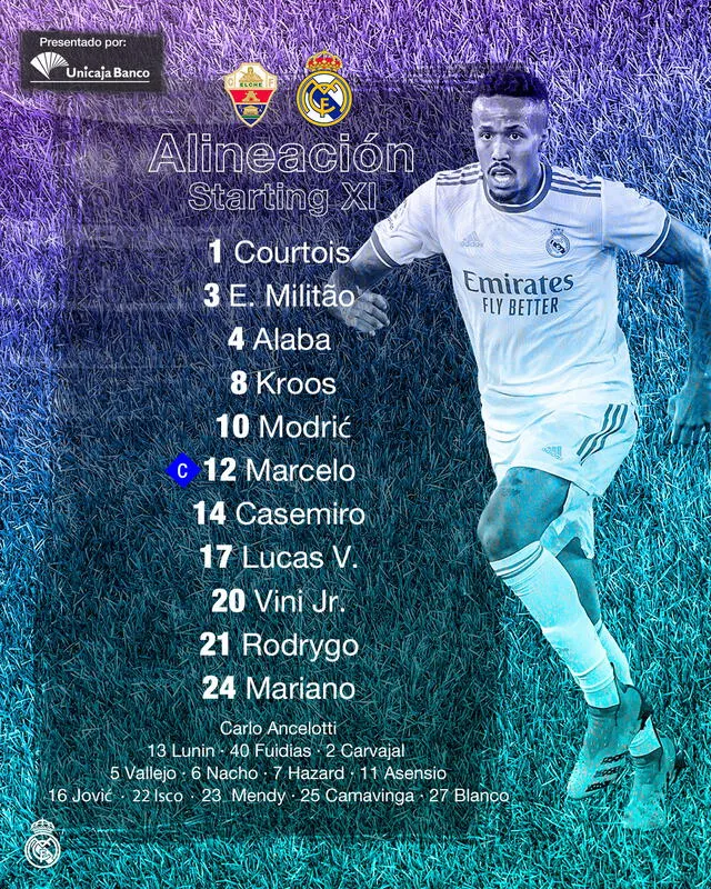 Equipo titular merengue. Foto: Real Madrid