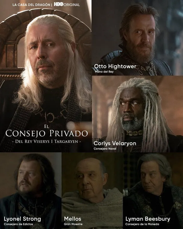 Miembros del consejo privado de Viserys 1 en "La casa del dragón"
