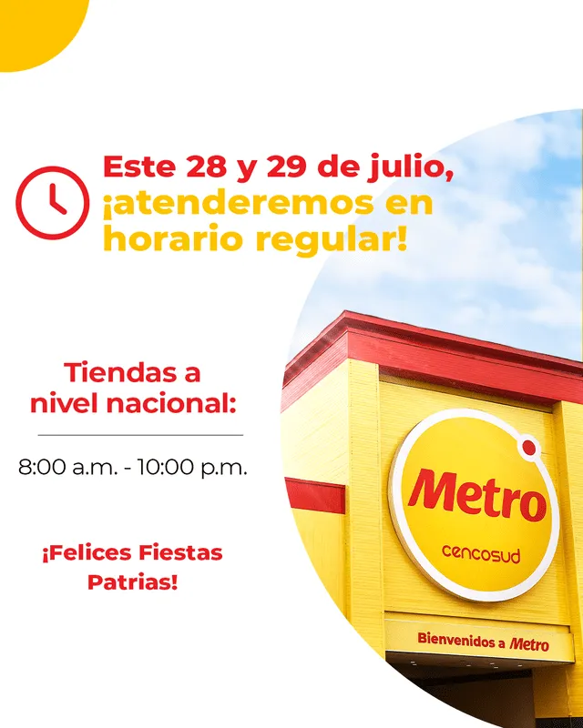 Metro informó su horario de atención para estas Fiestas Patrias.