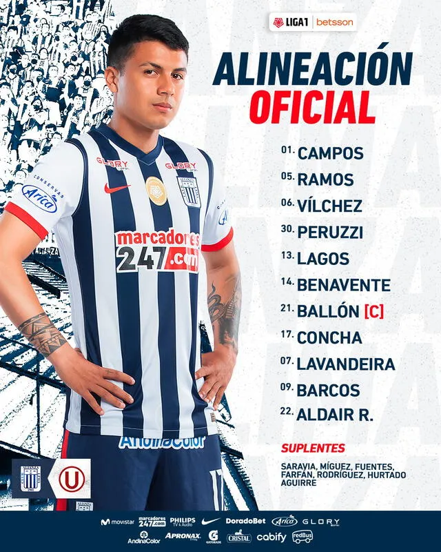 Alineación oficial. Foto: Alianza Lima