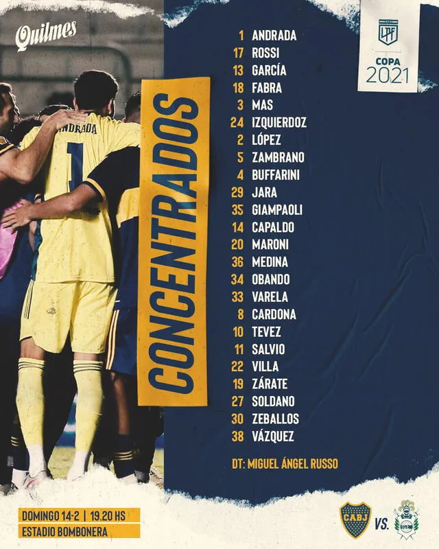 Convocados por Boca Juniors para enfrentar a Gimnasia. Foto: BocaJrsOficial/Twitter