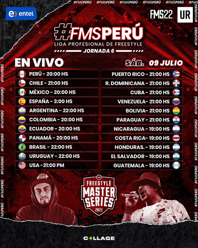 Horario de la sexta fecha de la liga peruana de freestyle. Foto: FMS Perú