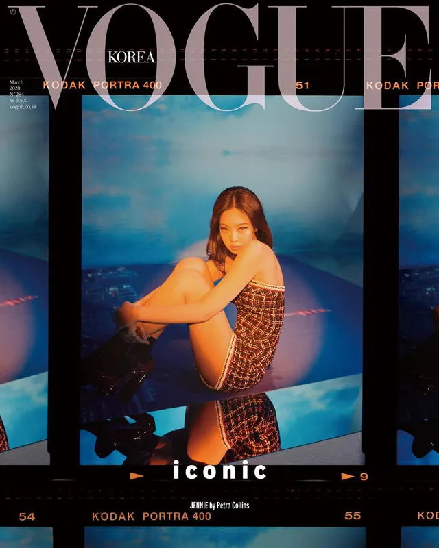 Jennie en una portada individual para VOGUE Korea. Marzo 2020.