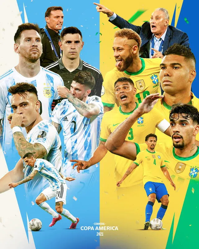 Argentina y Brasil volverán a verse las caras en una final de Copa América. Foto: Twitter