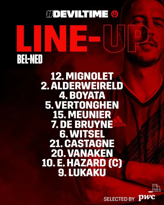 Alineación confirmada. Foto: Bélgica