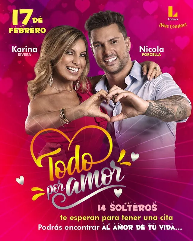Nicola Porcella y Karina Rivera conducirán el nuevo espacio de Latina "Todo por amor".