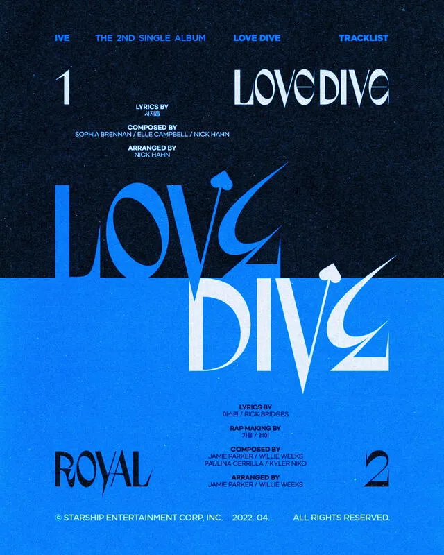 Lista de canciones de "Love dive" de IVE. Foto: Facebook Lista de canciones de "Love dive" de IVE. Foto: Facebook