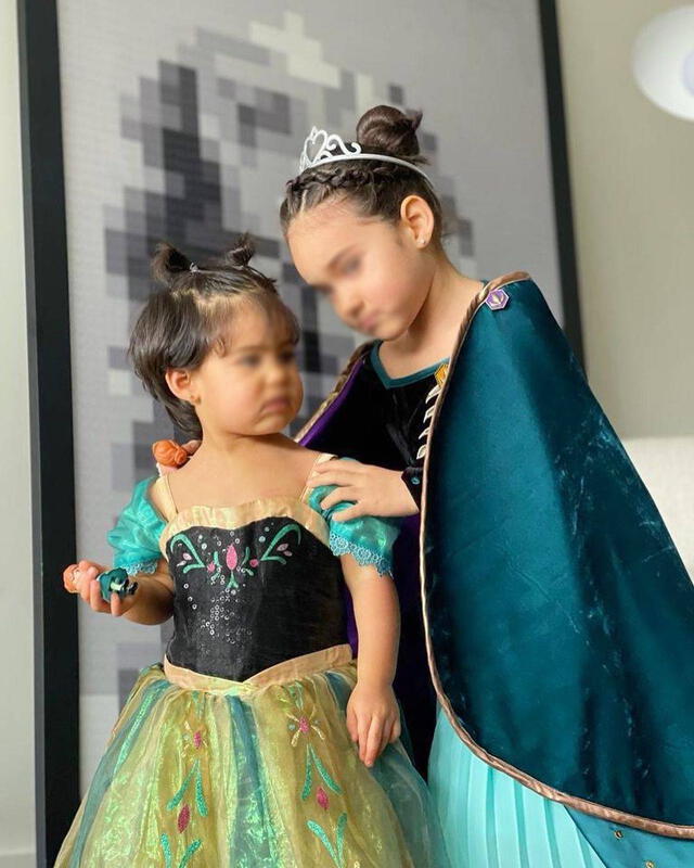 Karen Schwarz disfrazó a sus hijas como Ana y Elsa de Frozen. Foto: Karen Schwarz/ Instagram