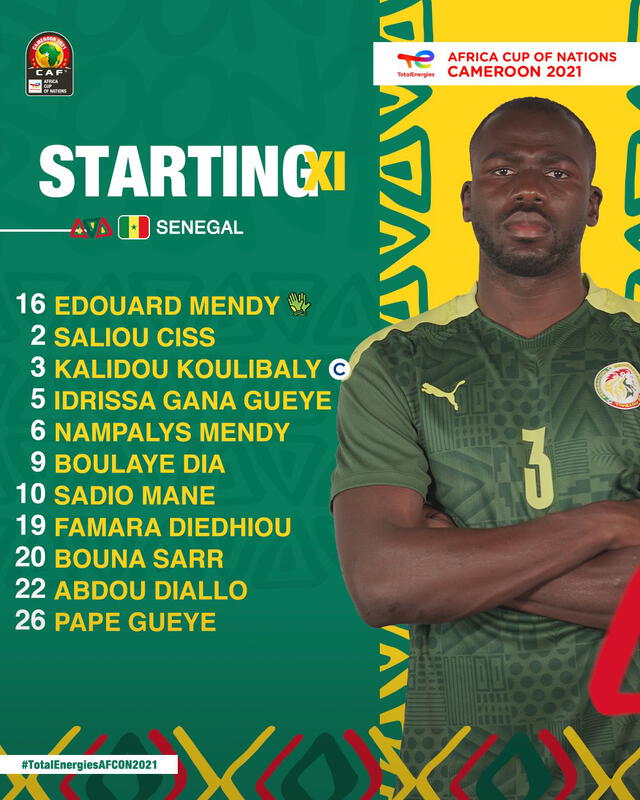Alineación de Senegal. Foto: Twitter Copa África Alineación de Senegal. Foto: Twitter Copa África