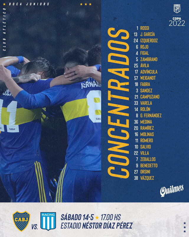 Lista de concentrados de los xeneizes. Foto: Boca Juniors