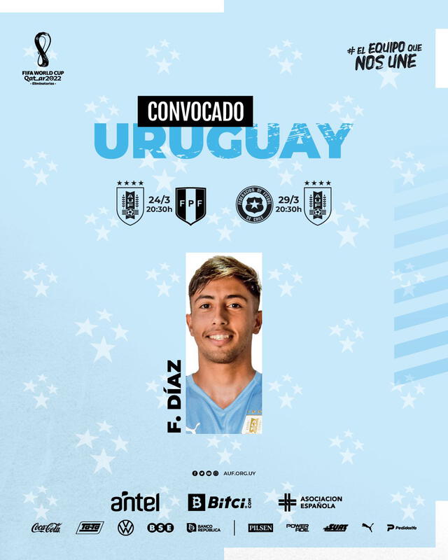 Perú vs. Uruguay: selección uruguaya convocó a Fabricio Díaz
