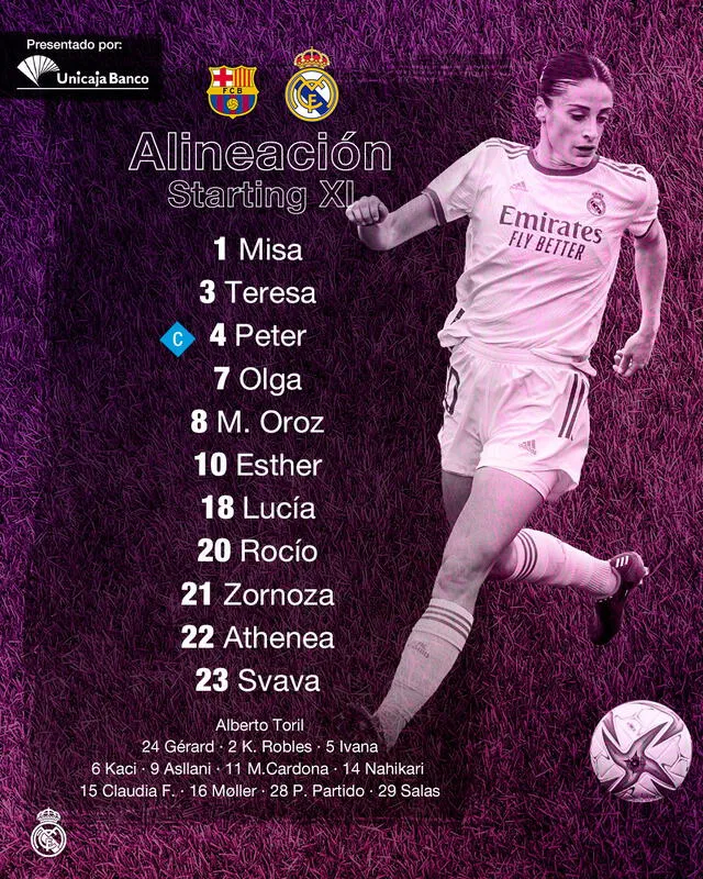 Once titular de las merengues. Foto: Real Madrid Femenino