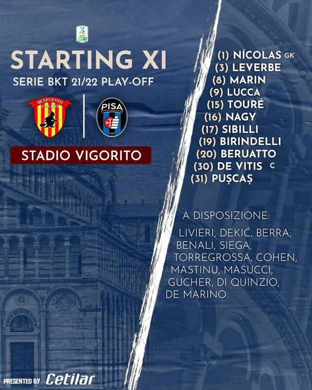 Alineación Pisa