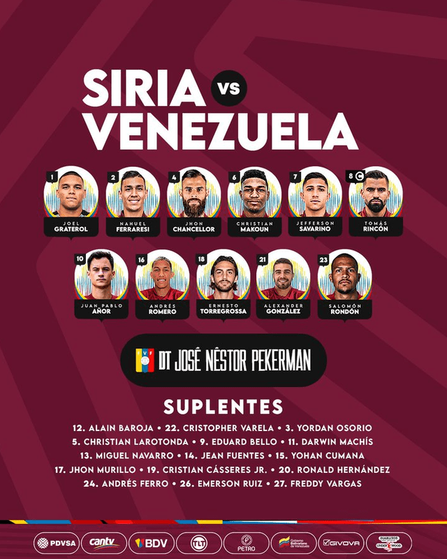 Venezuela vs Siria amistoso internacional