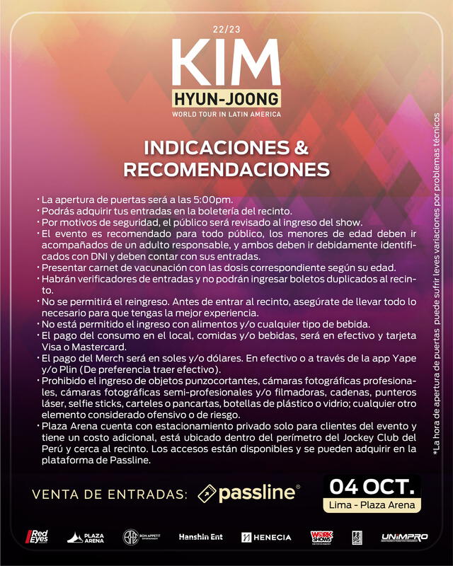 Kim Hyun Joong en Lima: indicaciones para el concierto en Lima. Foto: Workshows.