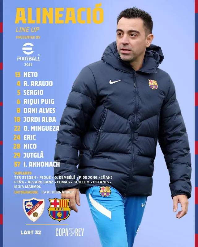 Alineación del Barcelona. Foto: Twitter Barcelona