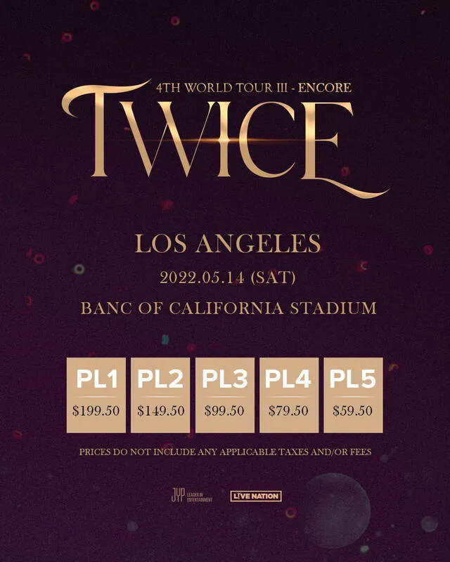 Precios de entradas para "4th World Tour III" de TWICE en Los Ángeles. Foto: Facebook