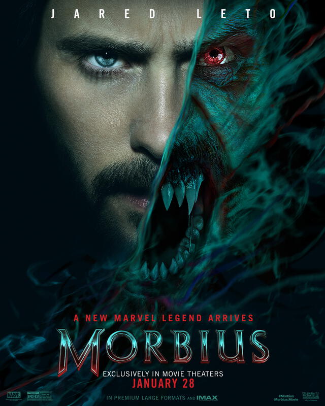 Morbius y el 'Vampiro Valiente' en nuevo póster. Foto: Twitter/@MorbiusMovie
