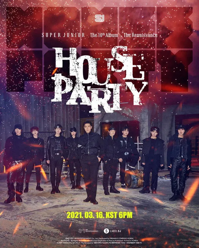 Banner promocional de "House party" de SUPER JUNIOR. Label SJ