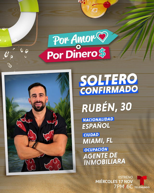 Rubén lleva seis años soltero y se considera bastante gracioso. Foto: Telemundo realities Facebook