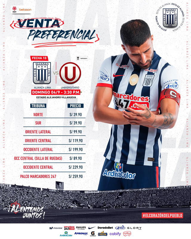 Precio entradas partido Alianza Lima vs. Universitario