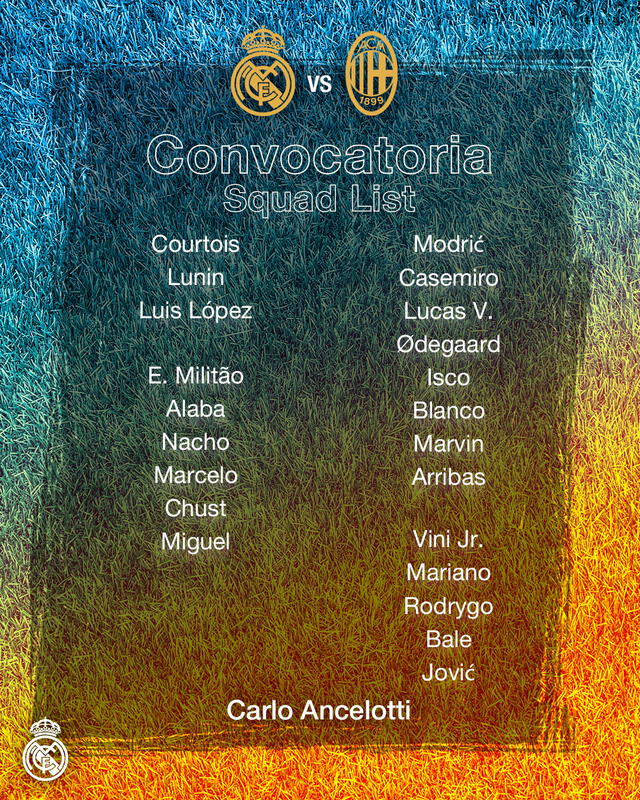 Lista de convocados de jugadores merengues. Foto: Real Madrid
