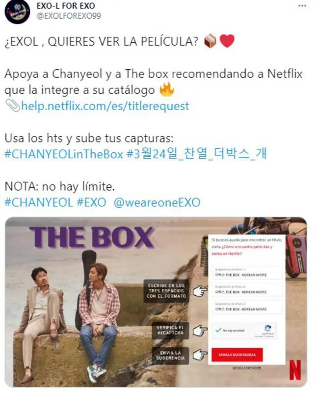 EXO-L sobre Chanyeol en The box. Foto: Twitter