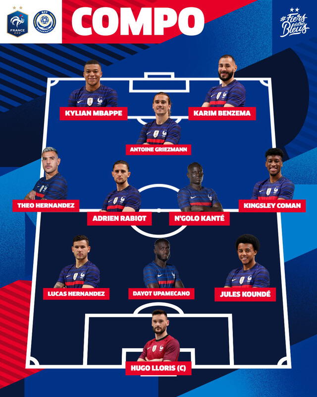 La oncena titular de Francia. Fuente: @equipedefrance