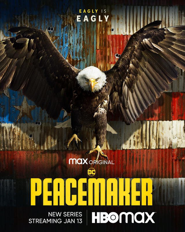 Eagly, la mascota de Peacemaker, también es parte del equipo. Foto: Twitter/@DCpeacemaker