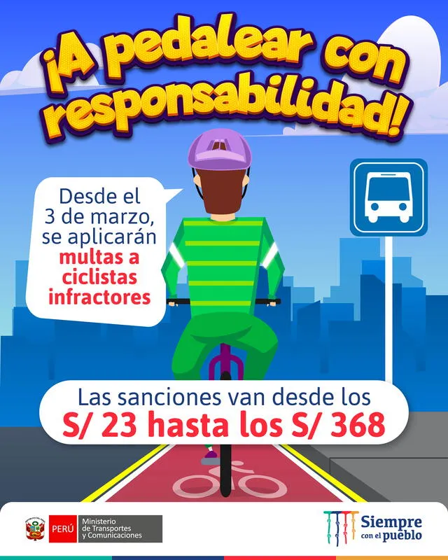 Multas para ciclistas en Perú 2022